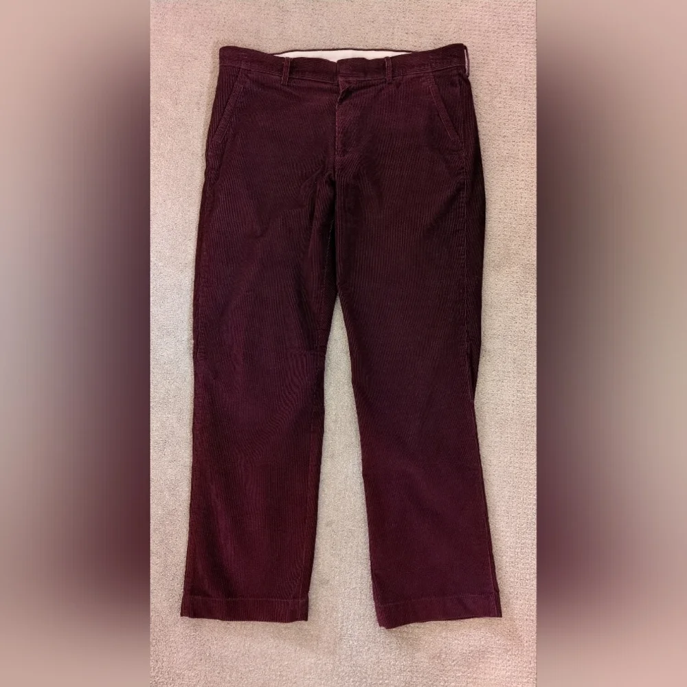 Repreve Men's Burgundy High Waisted Corduroy Straight Leg Dress Pants